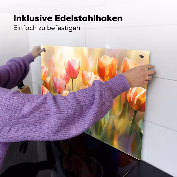 Tulpen - Sprookjesachtig - Kleurrijk Inductie beschemer met haakjes klein -ky-ophangen-de