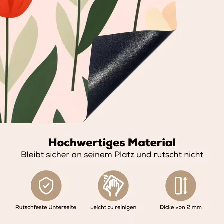 Tulpen - Modern - Roze Inductie beschemer met haakjes klein -ky-onderkant-de