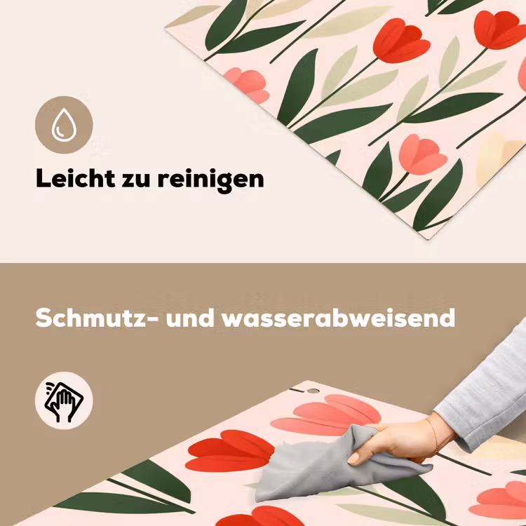 Tulpen - Modern - Roze Inductie beschemer met haakjes klein -ky-schoon-de