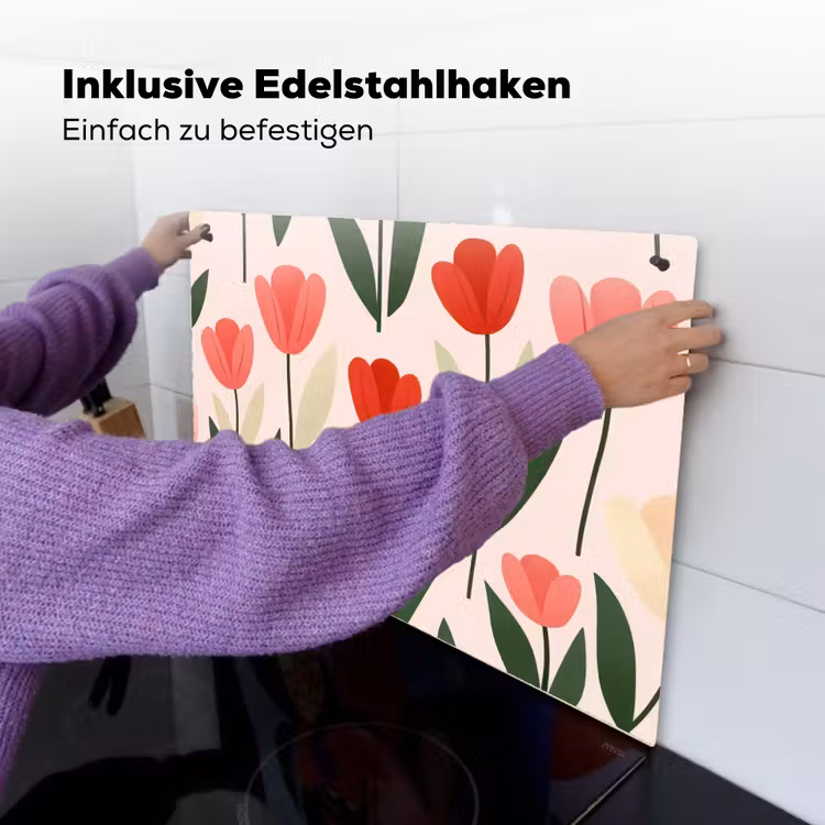 Tulpen - Modern - Roze Inductie beschemer met haakjes klein -ky-ophangen-de