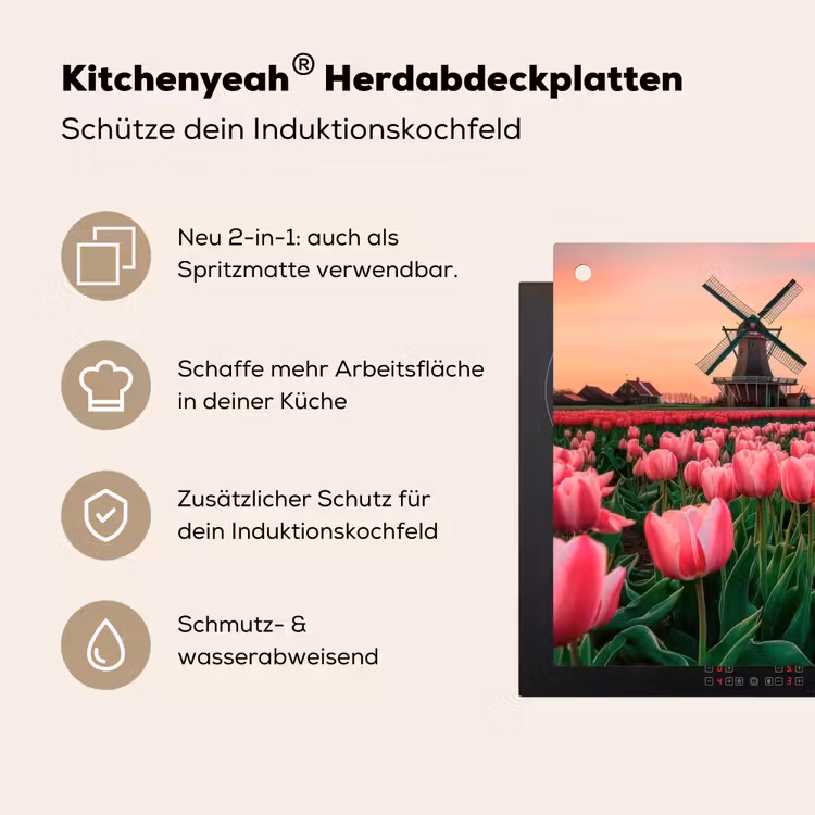 Tulpen - Molen - Nederland Inductie beschemer met haakjes klein -ky-usp-de