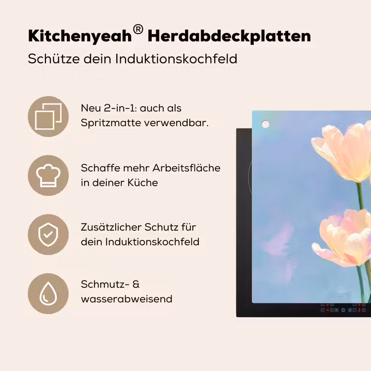 Tulpen - Roze accenten - Blauw Inductie beschemer met haakjes middel -ky-usp-de