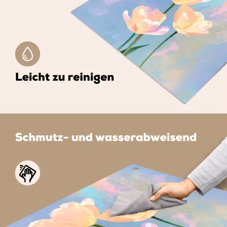 Tulpen - Roze accenten - Blauw Inductie beschemer met haakjes middel -ky-schoon-de