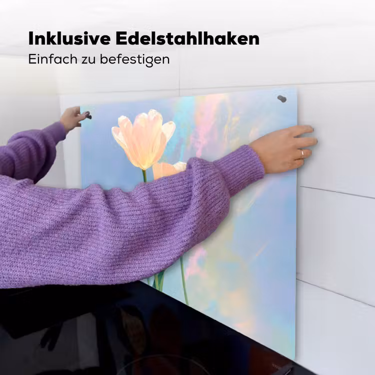 Tulpen - Roze accenten - Blauw Inductie beschemer met haakjes middel -ky-ophangen-de