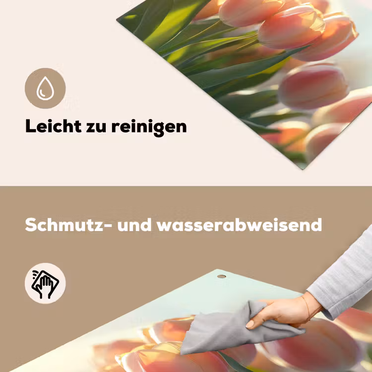 Tulpen - Roze - Zonnestralen Inductie beschemer met haakjes klein -ky-schoon-de