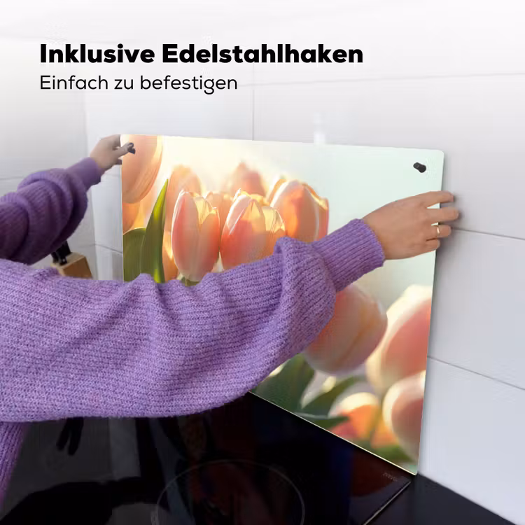Tulpen - Roze - Zonnestralen Inductie beschemer met haakjes klein -ky-ophangen-de