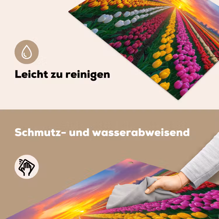 Tulpenveld - Zonsondergang - Kleurrijk Inductie beschemer met haakjes klein -ky-schoon-de