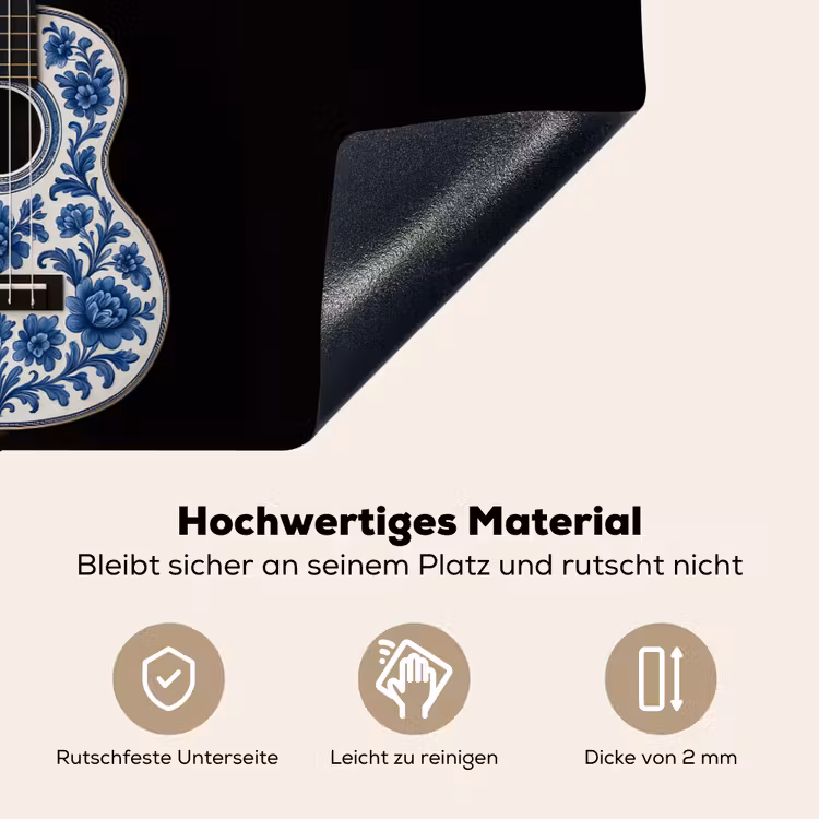 Ukelele - Delfts - Blauw - Muziek Inductie beschemer met haakjes klein -ky-onderkant-de