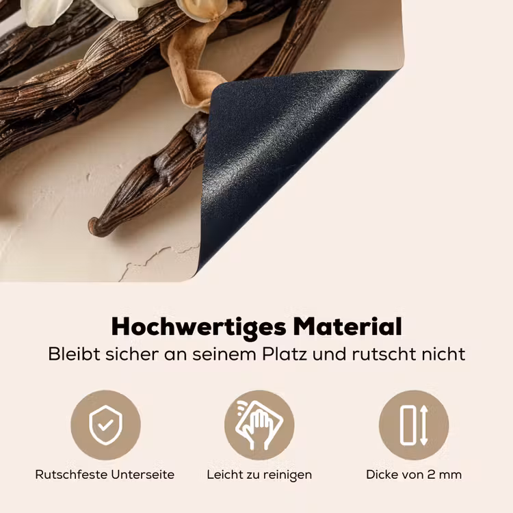 Vanille - Bloemen - Beige Inductie beschemer met haakjes klein -ky-onderkant-de