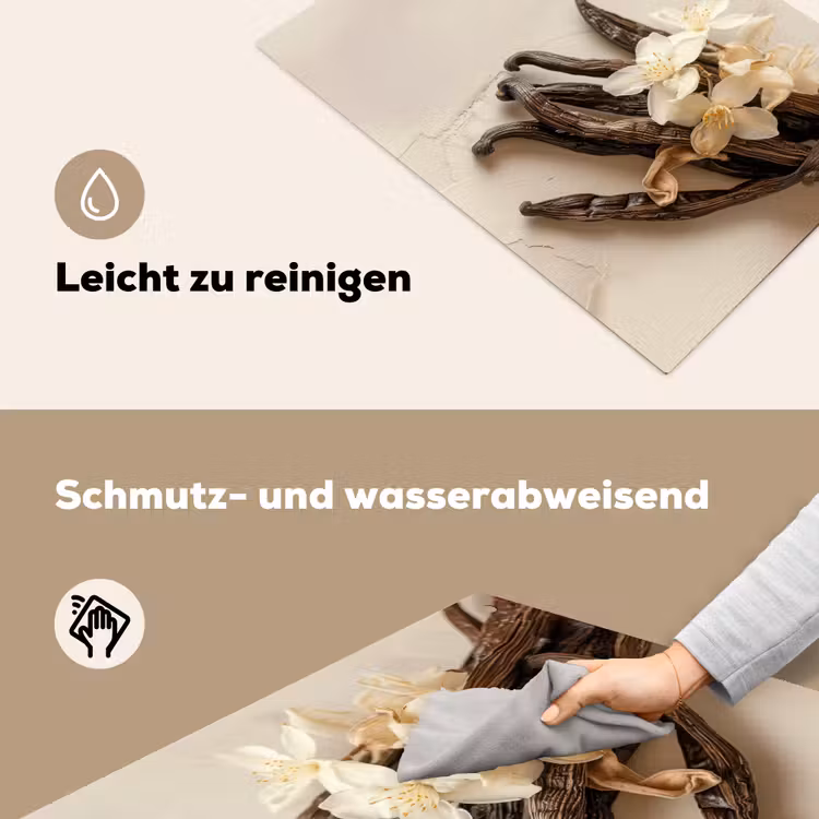 Vanille - Bloemen - Beige Inductie beschemer met haakjes klein -ky-schoon-de