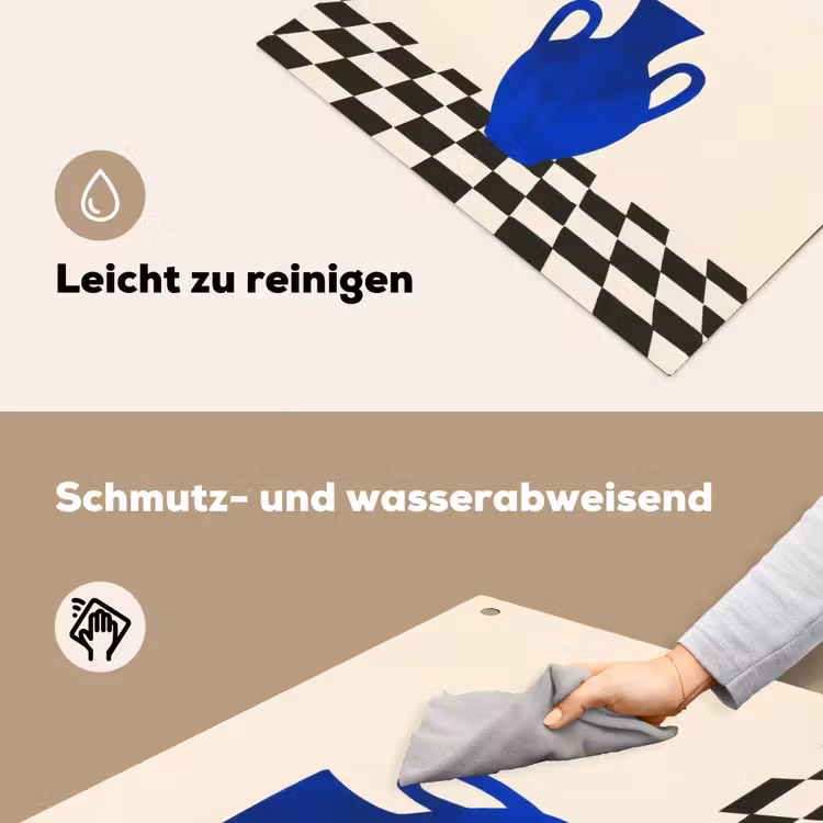 Vaas - Blauw - Geblokt - Modern Inductie beschemer met haakjes klein -ky-schoon-de