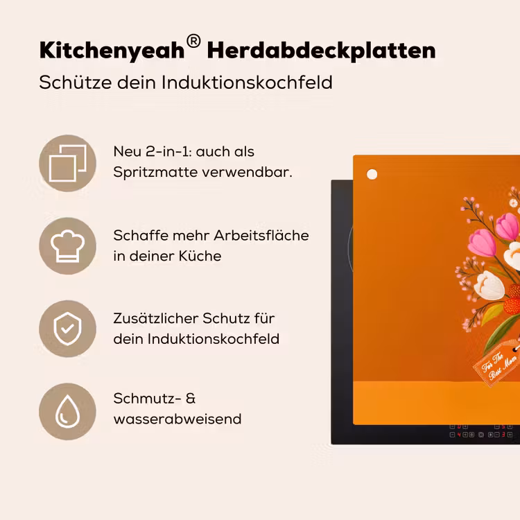 Vaas - Bloemen - Oranje Inductie beschemer met haakjes klein -ky-usp-de