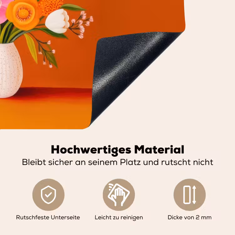 Vaas - Bloemen - Oranje Inductie beschemer met haakjes klein -ky-onderkant-de