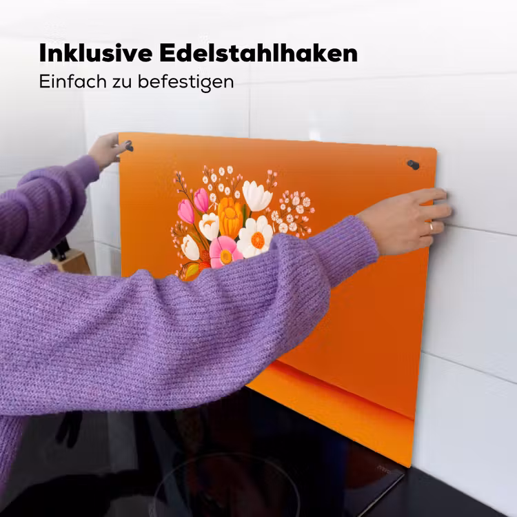 Vaas - Bloemen - Oranje Inductie beschemer met haakjes klein -ky-ophangen-de