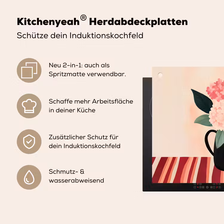 Vaas - Bloemen - Vlinder - Rood Inductie beschemer met haakjes klein -ky-usp-de