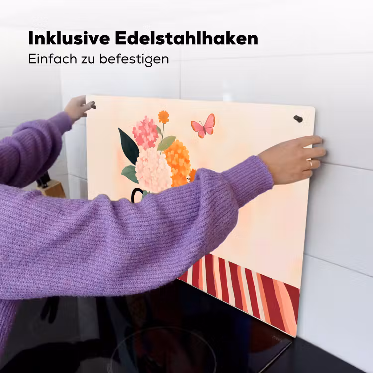 Vaas - Bloemen - Vlinder - Rood Inductie beschemer met haakjes klein -ky-ophangen-de