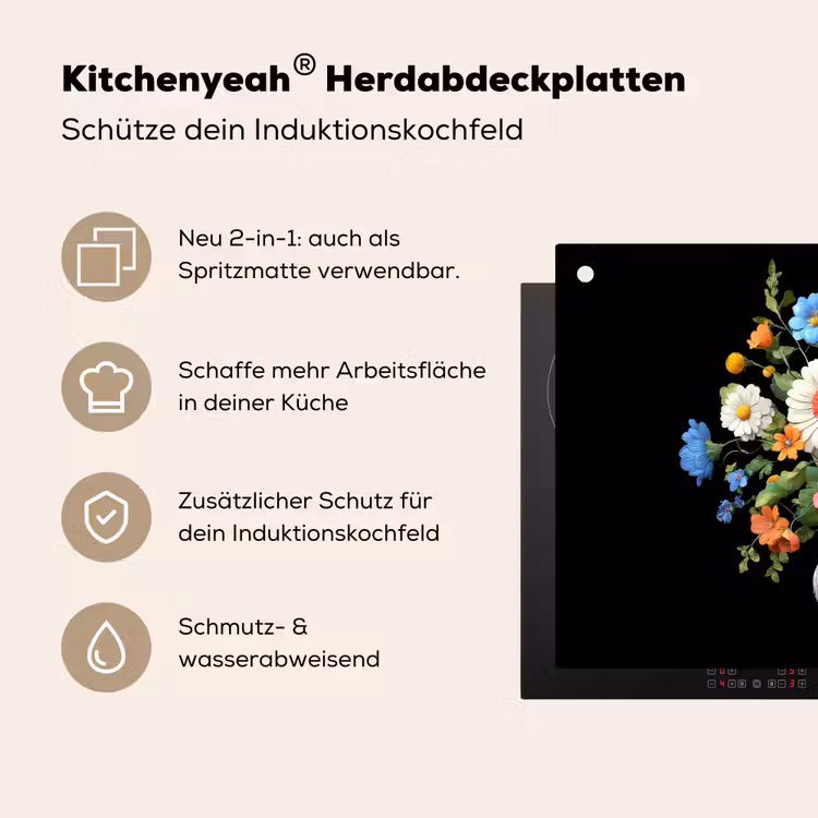 Vaas - Boeket - Bloemen - Kleur Inductie beschemer met haakjes klein -ky-usp-de