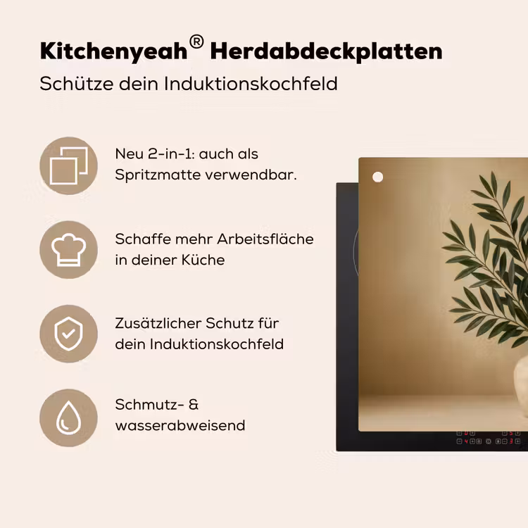 Vaas - Olijftakken - Bladeren - Beige Inductie beschemer met haakjes middel -ky-usp-de