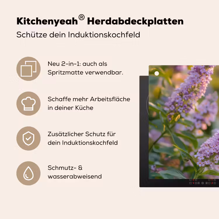 Sierlijke - Vlinder - Paarse - Bloemen Inductie beschemer met haakjes klein -ky-usp-de