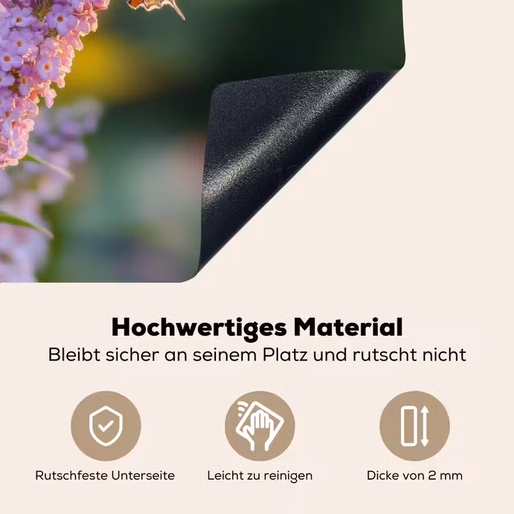 Sierlijke - Vlinder - Paarse - Bloemen Inductie beschemer met haakjes klein -ky-onderkant-de