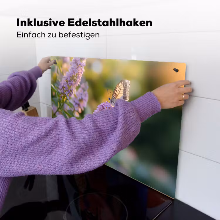 Sierlijke - Vlinder - Paarse - Bloemen Inductie beschemer met haakjes klein -ky-ophangen-de