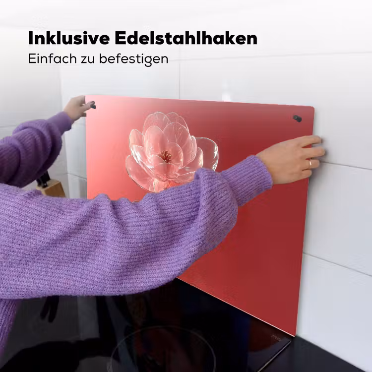 Sierlijk - Bloem - Roze - Glazen Inductie beschemer met haakjes klein -ky-ophangen-de