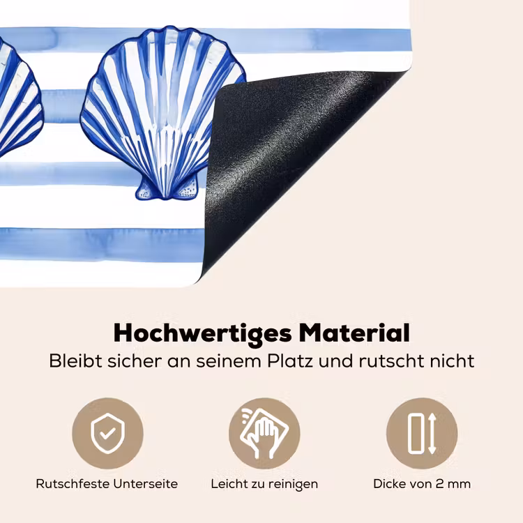 Vier schelpen - Blauw - Wit - Strepen Inductie beschemer met haakjes middel -ky-onderkant-de