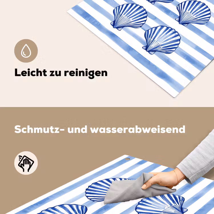 Vier schelpen - Blauw - Wit - Strepen Inductie beschemer met haakjes middel -ky-schoon-de
