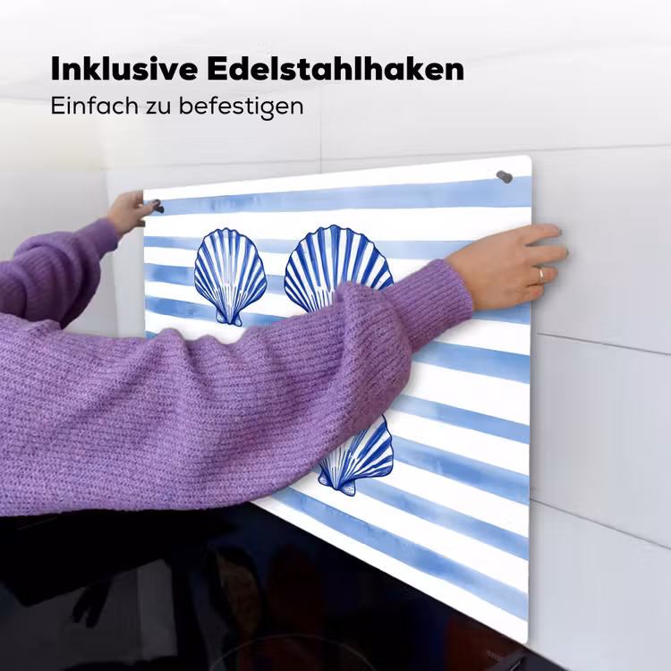 Vier schelpen - Blauw - Wit - Strepen Inductie beschemer met haakjes middel -ky-ophangen-de