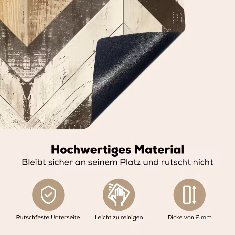 Vintage Chevronhout Inductie beschemer met haakjes middel -ky-onderkant-de