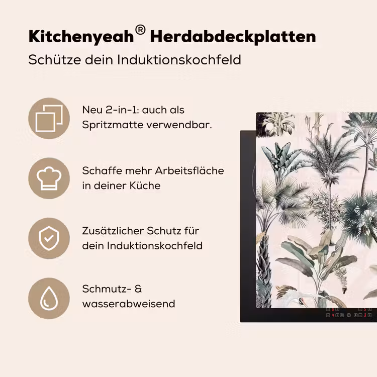 Inductie afdekplaat - Vintage - Jungle - Dieren - Natuur - Inductie beschermer Inductie beschemer met haakjes middel -ky-usp-de