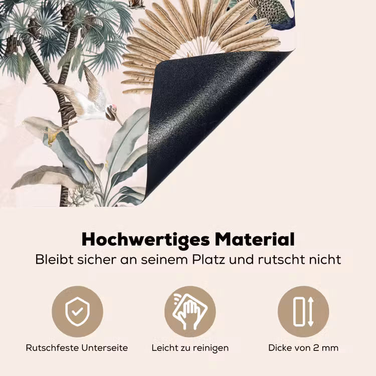 Inductie afdekplaat - Vintage - Jungle - Dieren - Natuur - Inductie beschermer Inductie beschemer met haakjes middel -ky-onderkant-de