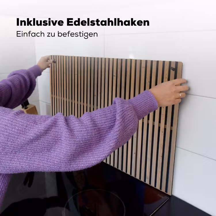 Vintage - Hout - Design - Structuur Inductie beschemer met haakjes klein -ky-ophangen-de