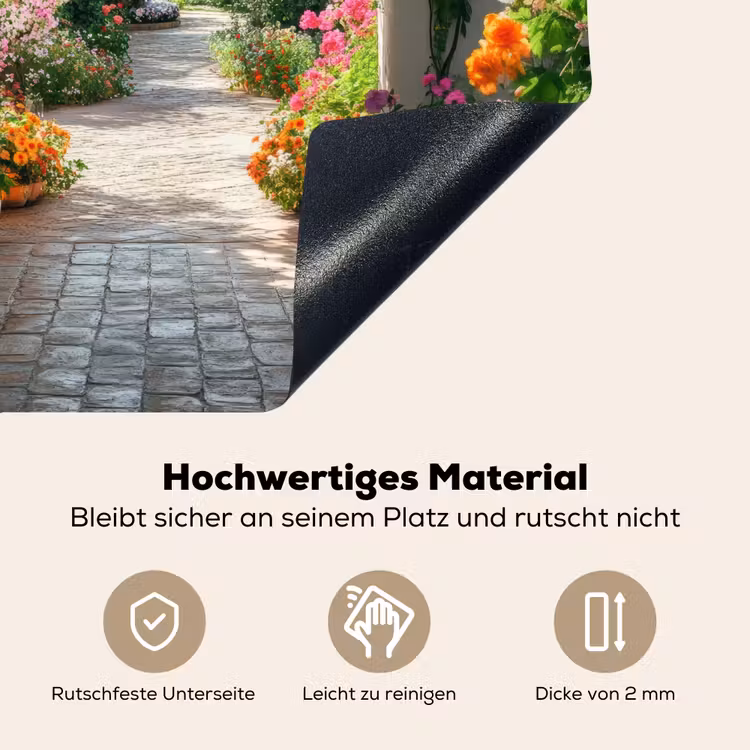 Doorkijk - Bloemen - Natuur - Bloementuin Inductie beschemer met haakjes middel -ky-onderkant-de