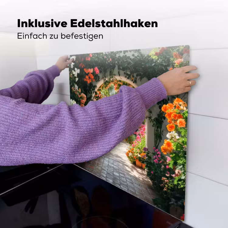 Doorkijk - Bloemen - Natuur - Bloementuin Inductie beschemer met haakjes middel -ky-ophangen-de