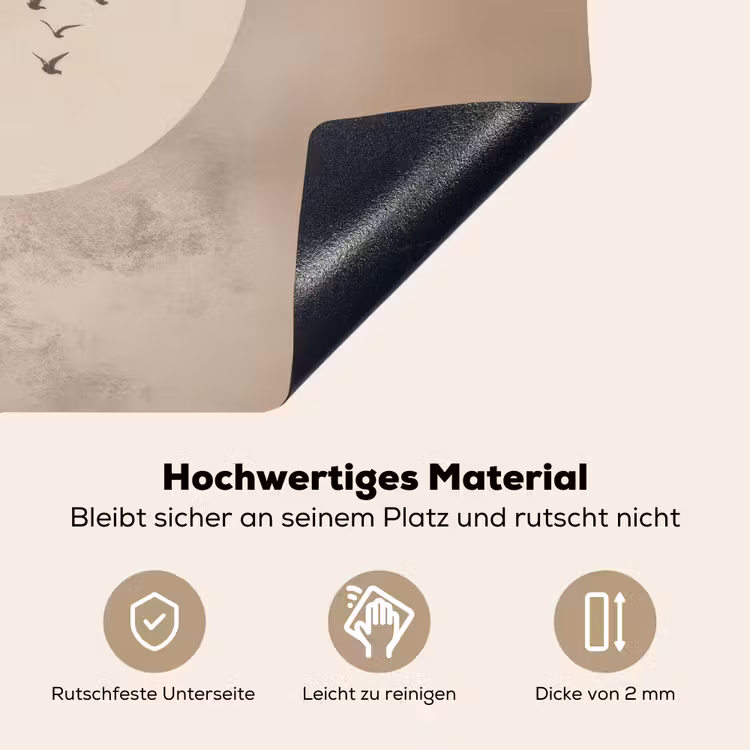 Vogel - Beige - Japandi Inductie beschemer met haakjes klein -ky-onderkant-de