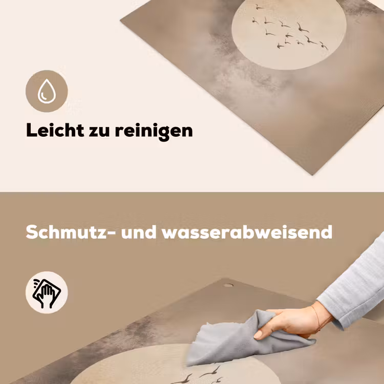 Vogel - Beige - Japandi Inductie beschemer met haakjes klein -ky-schoon-de
