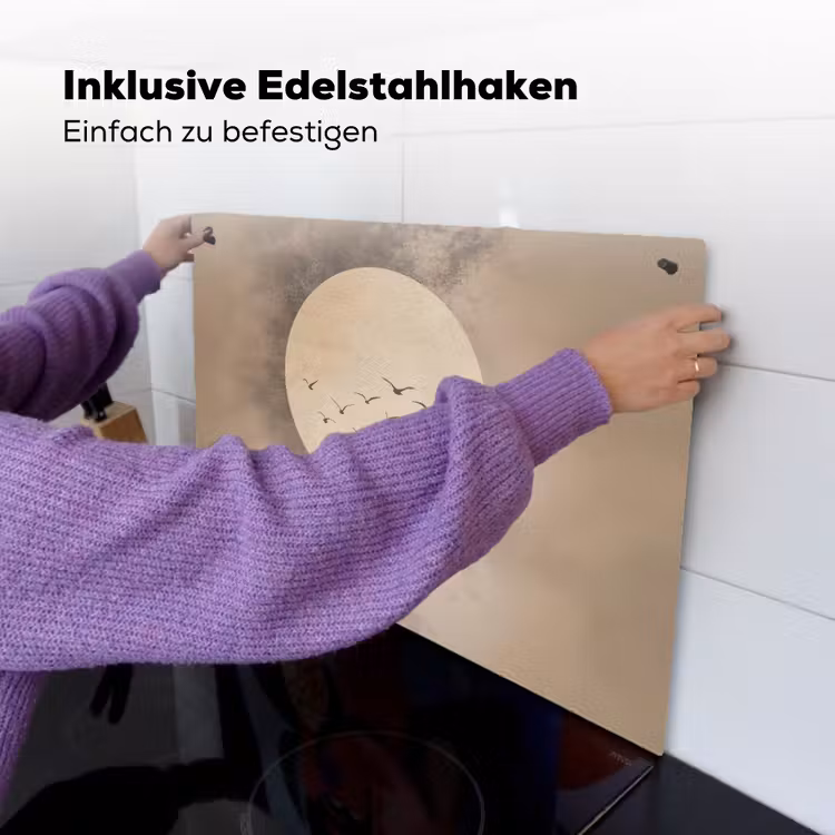Vogel - Beige - Japandi Inductie beschemer met haakjes klein -ky-ophangen-de
