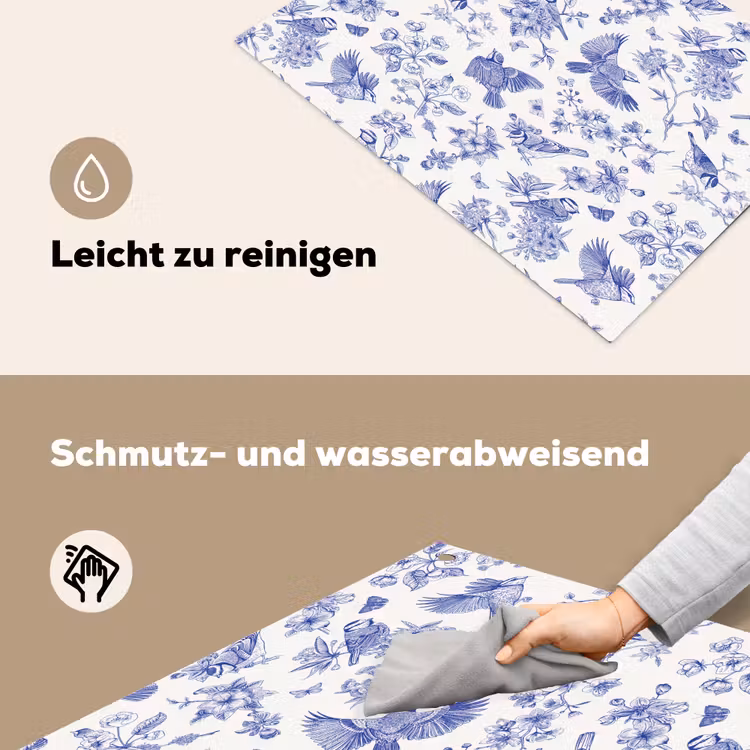 Birds - Flowers - Blue Inductie beschemer met haakjes klein 777 -ky-schoon-de