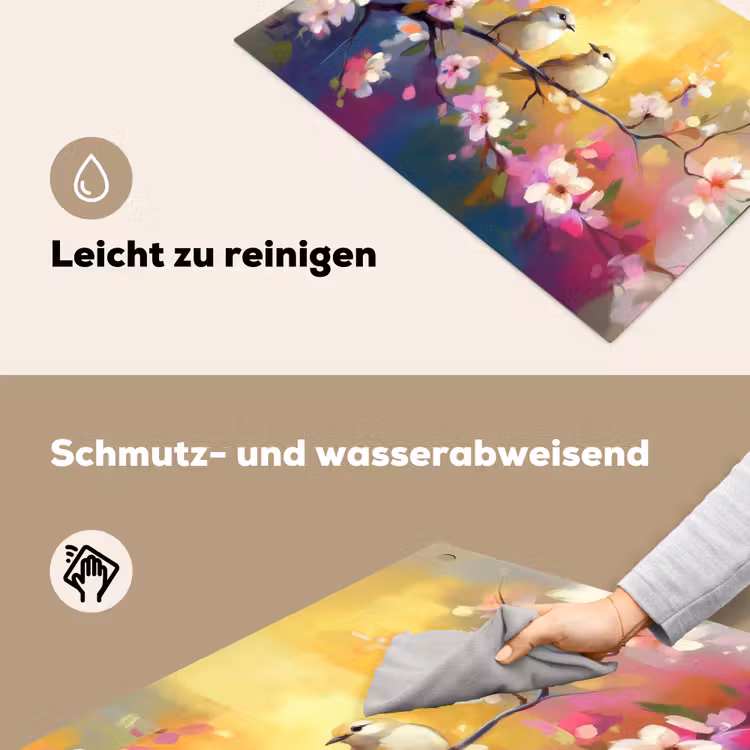Vogels - Bloemen - Roze Inductie beschemer met haakjes klein -ky-schoon-de