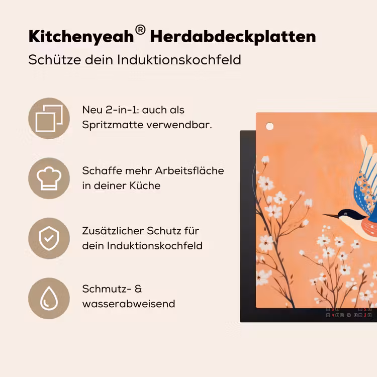Vogel - Bloesemtakken - Warm - Kleurrijk Inductie beschemer met haakjes middel -ky-usp-de