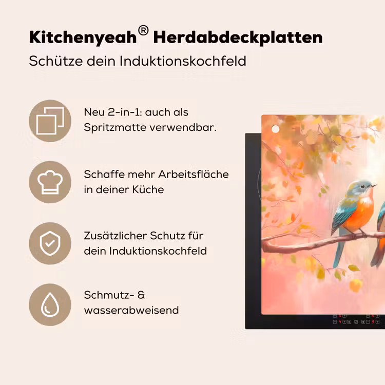 Vogels - Kleurrijk - Tak Inductie beschemer met haakjes klein -ky-usp-de