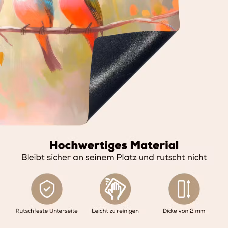 Vogels - Kleurrijk - Tak Inductie beschemer met haakjes klein -ky-onderkant-de