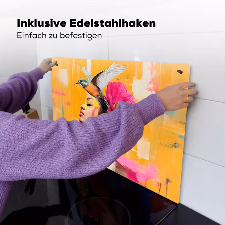 Vogel - Vrouw - Abstract - Bloem Inductie beschemer met haakjes klein -ky-ophangen-de