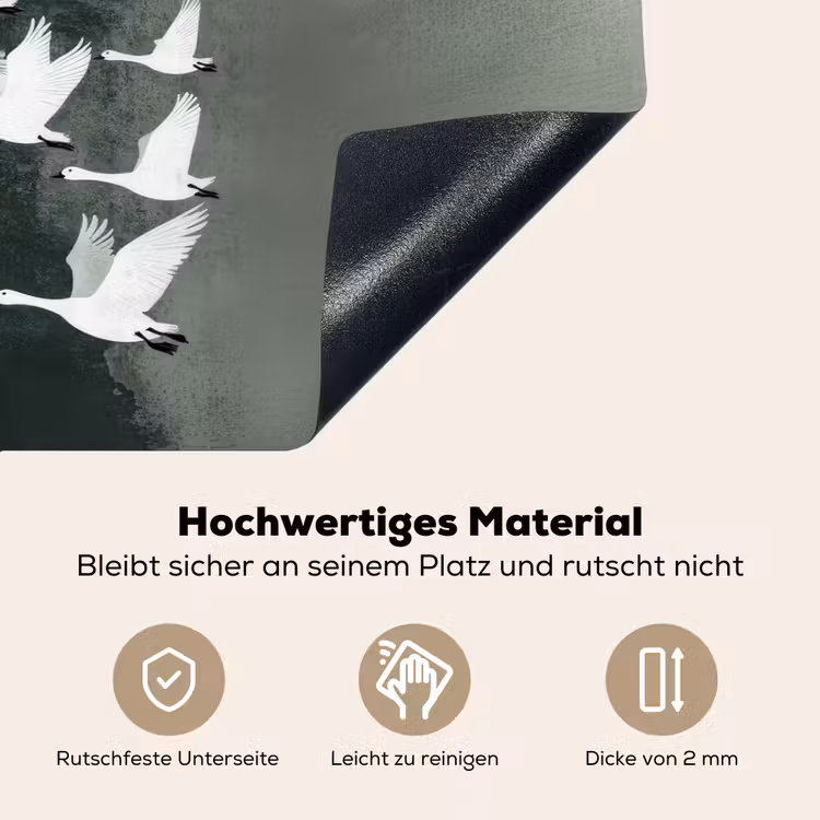 Vogel - Japandi - Groen Inductie beschemer met haakjes klein -ky-onderkant-de