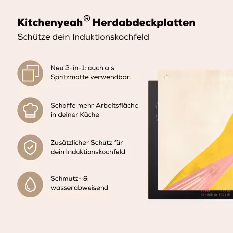 Vogel - Minimalistisch - Geel Inductie beschemer met haakjes klein -ky-usp-de
