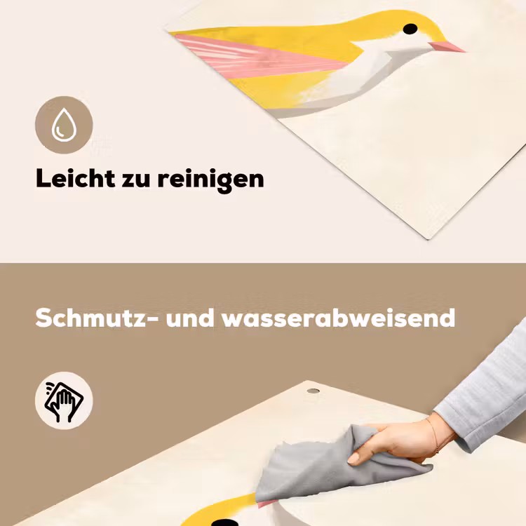 Vogel - Minimalistisch - Geel Inductie beschemer met haakjes klein -ky-schoon-de