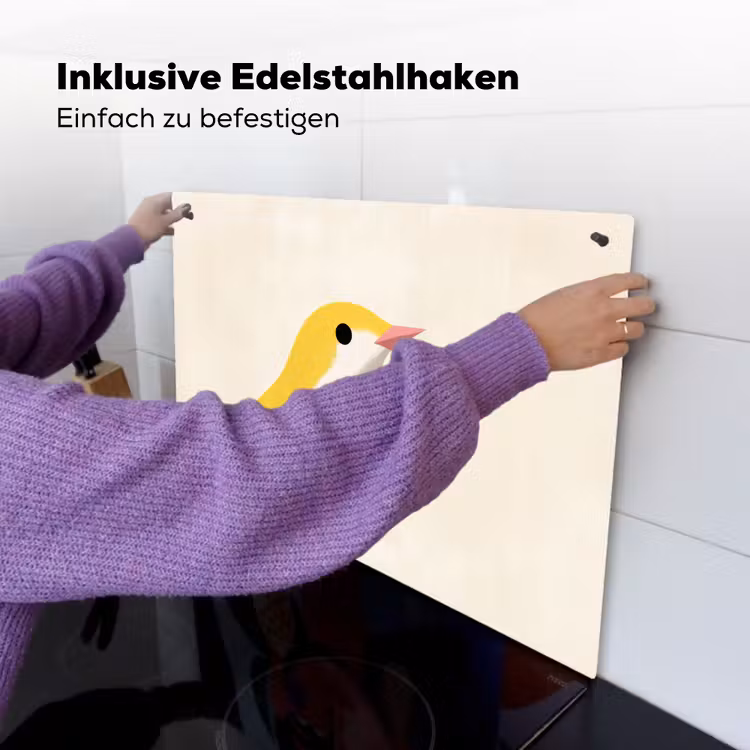 Vogel - Minimalistisch - Geel Inductie beschemer met haakjes klein -ky-ophangen-de