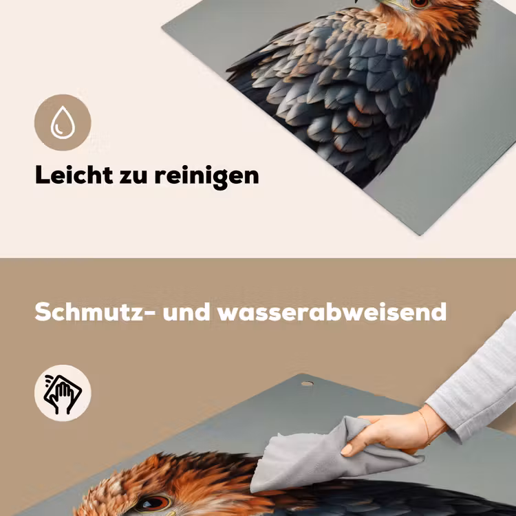 Vogel - Realistisch - Veren - Bruin Inductie beschemer met haakjes klein -ky-schoon-de