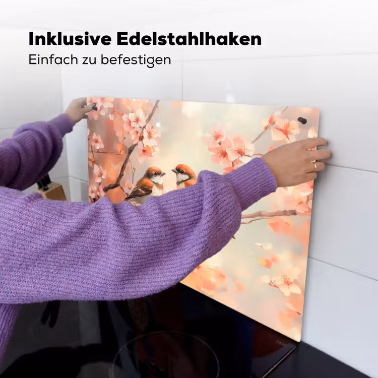 Vogels - Romantic - Bloesemtak Inductie beschemer met haakjes klein -ky-ophangen-de